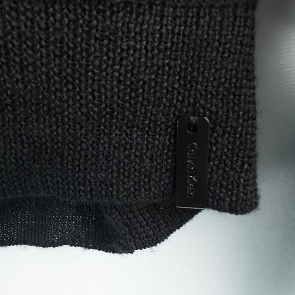 Calvin Klein Merino Wool Acrylic Striped V Neck Sweater Mens Medium Black Multi - Picture 11 of 15